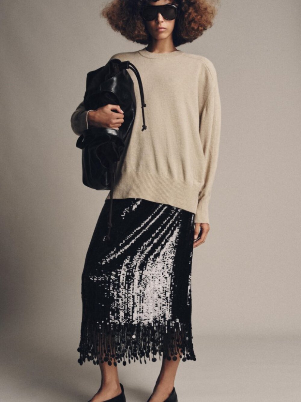 NWT -Gorgeous Zara ZW Collection Limited Edition Black sequin midi skirt - XL